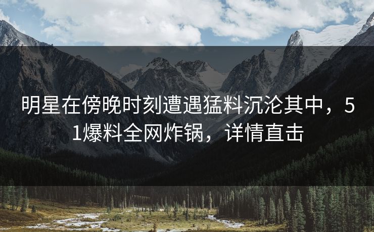 明星在傍晚时刻遭遇猛料沉沦其中，51爆料全网炸锅，详情直击